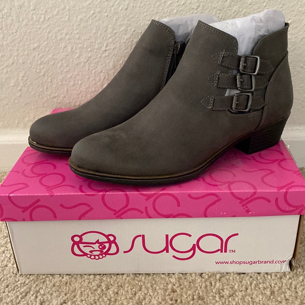 Sugar Tikki Grey Cowboy Bootie, Size 7.5